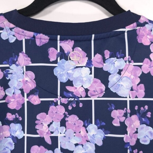 Peter Millar Birdie Sport Sweatshirt LARGE Floral Purple Golf Athletic UPF 50+ - Picture 8 of 10